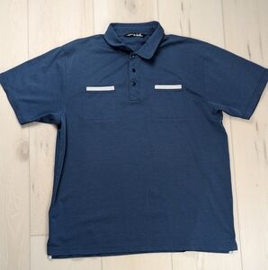 Travis Mathew Men’s XXL 2XL Dark Blue Double Pocket Polo‎ Shirt Size Pima Cotton